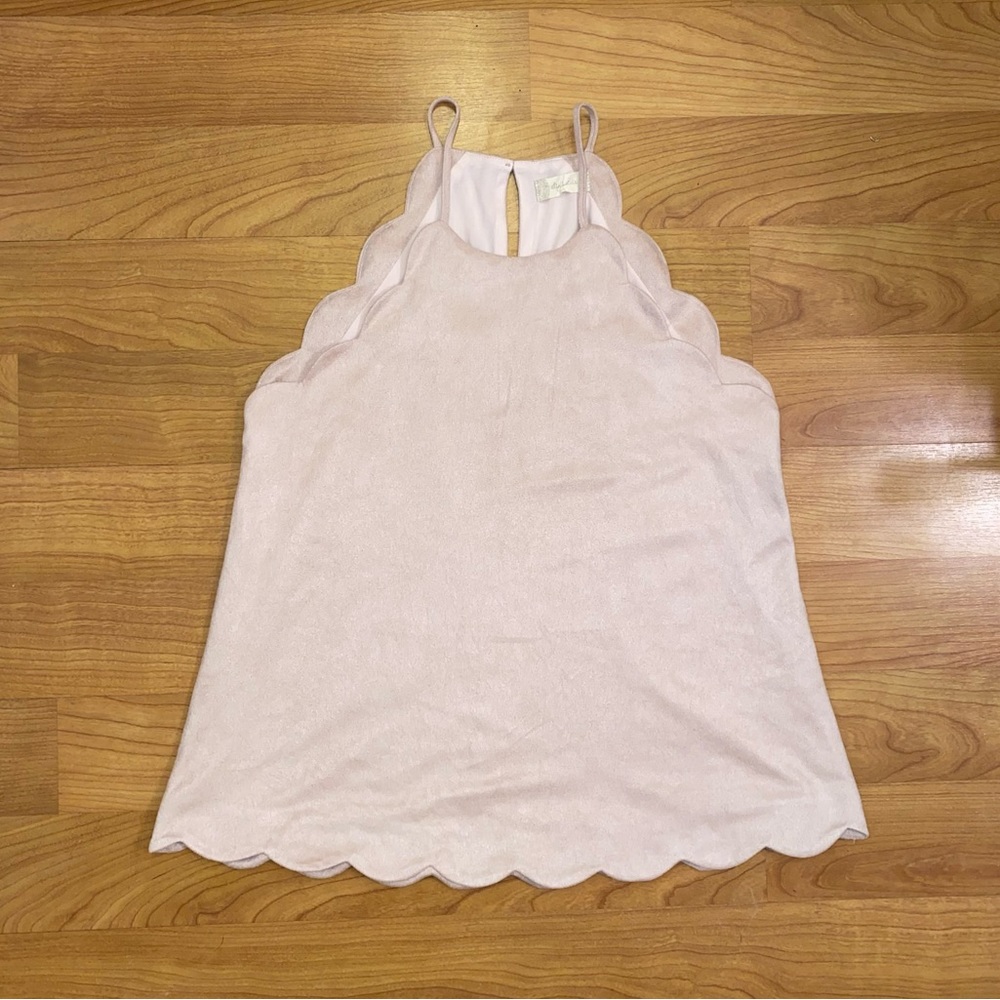 Altar’d State Dusty Pink Scalloped Tank Top